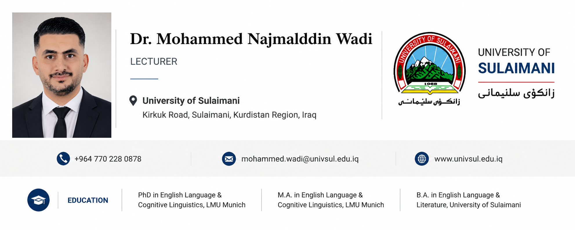 Academic Profile Card — University of Sulaimani